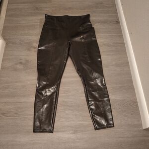SPANX Shiny Black Faux Patent Leather Leggings